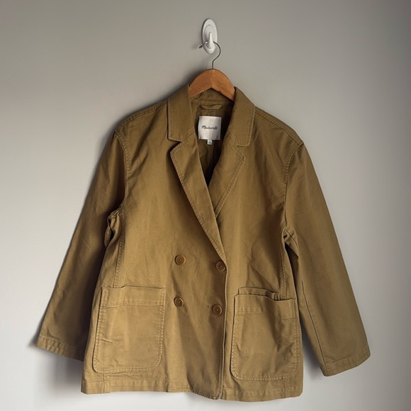 MADEWELL Women’s Dark Khaki Crossover Blazer Jacket in Regenerative Chino large - Picture 2 of 12
